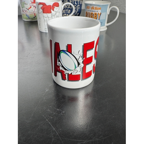 475 - A Collection Of Welsh Rugby & Sporting Mugs