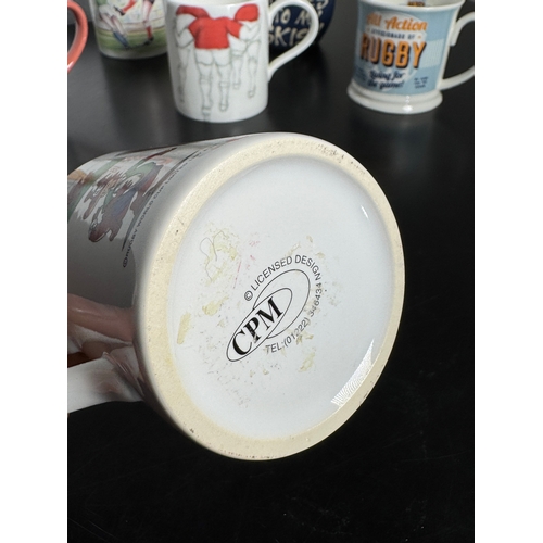 475 - A Collection Of Welsh Rugby & Sporting Mugs