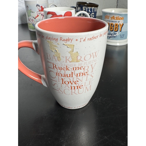 475 - A Collection Of Welsh Rugby & Sporting Mugs