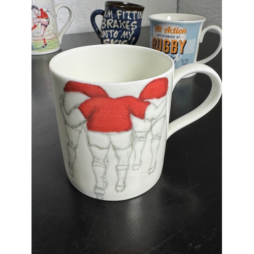 475 - A Collection Of Welsh Rugby & Sporting Mugs
