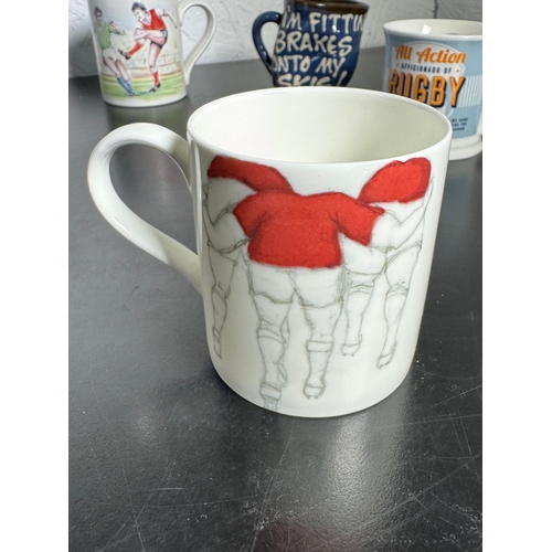 475 - A Collection Of Welsh Rugby & Sporting Mugs