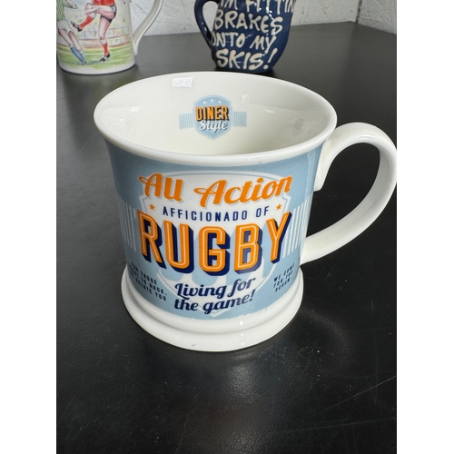 475 - A Collection Of Welsh Rugby & Sporting Mugs