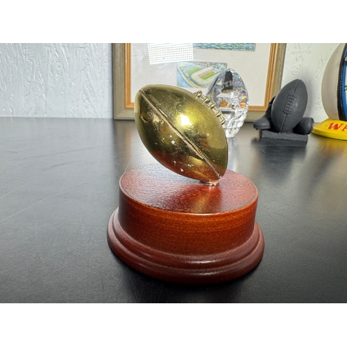 476 - A Collection Of Welsh Rugby Ornaments & A Painting Of Arms Park & Millennium Stadium by John Upton -... 