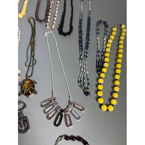 51 - Large mixed vintage jewellery lot — necklaces, brooches, earrings, watches; pair marked 