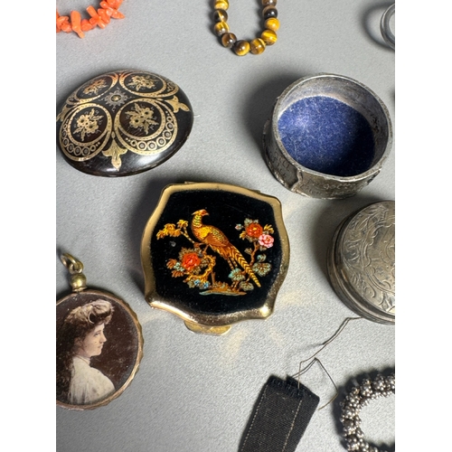 51 - Large mixed vintage jewellery lot — necklaces, brooches, earrings, watches; pair marked 