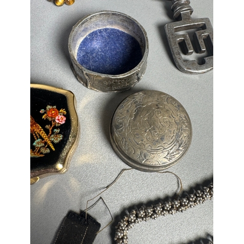 51 - Large mixed vintage jewellery lot — necklaces, brooches, earrings, watches; pair marked 