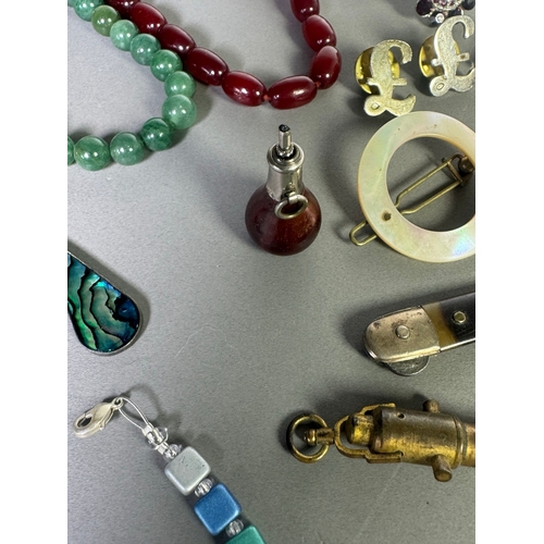 51 - Large mixed vintage jewellery lot — necklaces, brooches, earrings, watches; pair marked 