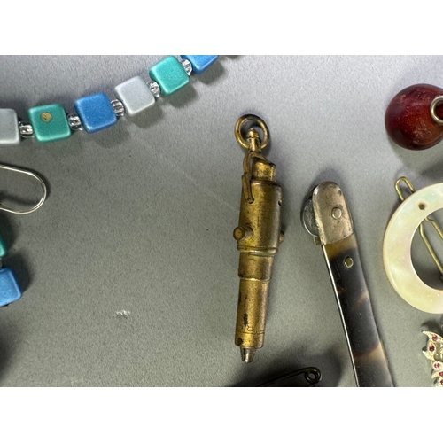 51 - Large mixed vintage jewellery lot — necklaces, brooches, earrings, watches; pair marked 