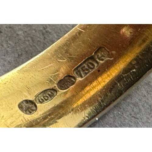 49 - 18ct (750) gold five‑stone diamond band — marquise & round cuts, UK hallmarks, 7.17g.

Fair vintage ... 