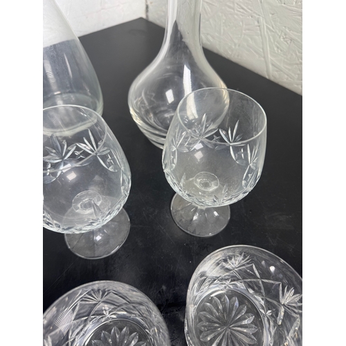 516 - Large Cut Glass & Crystal Collection – Decanters, Edinburgh Tumblers, Wine Glasses & BT Engraved Pie... 