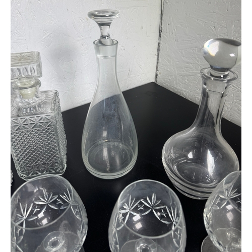 516 - Large Cut Glass & Crystal Collection – Decanters, Edinburgh Tumblers, Wine Glasses & BT Engraved Pie... 