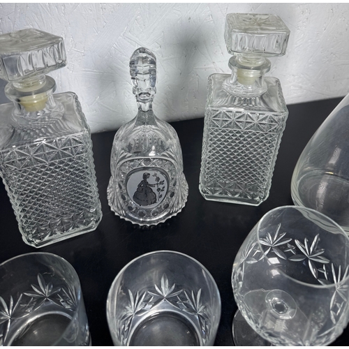 516 - Large Cut Glass & Crystal Collection – Decanters, Edinburgh Tumblers, Wine Glasses & BT Engraved Pie... 