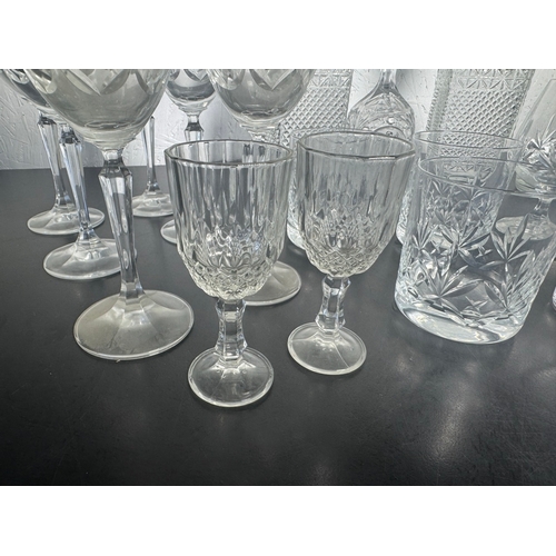 516 - Large Cut Glass & Crystal Collection – Decanters, Edinburgh Tumblers, Wine Glasses & BT Engraved Pie... 
