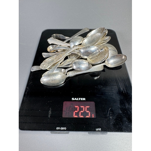 43 - Assorted hallmarked sterling & silver‑plate flatware lot — teaspoons, dessert/serving spoons, sugar ... 