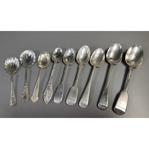 40 - Lot of Assorted English hallmarked sterling spoons and small serving spoons, tested, various pattern... 