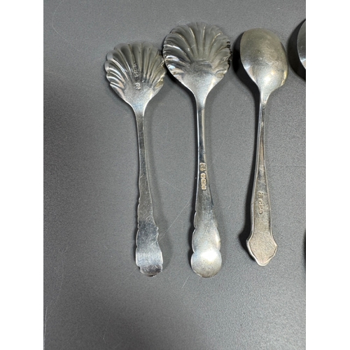 40 - Lot of Assorted English hallmarked sterling spoons and small serving spoons, tested, various pattern... 