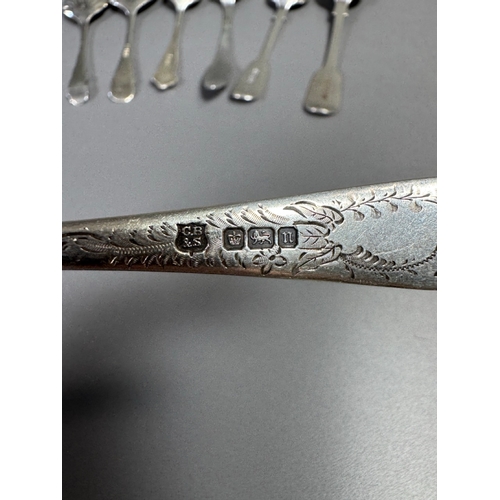 40 - Lot of Assorted English hallmarked sterling spoons and small serving spoons, tested, various pattern... 
