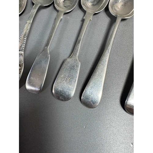 40 - Lot of Assorted English hallmarked sterling spoons and small serving spoons, tested, various pattern... 