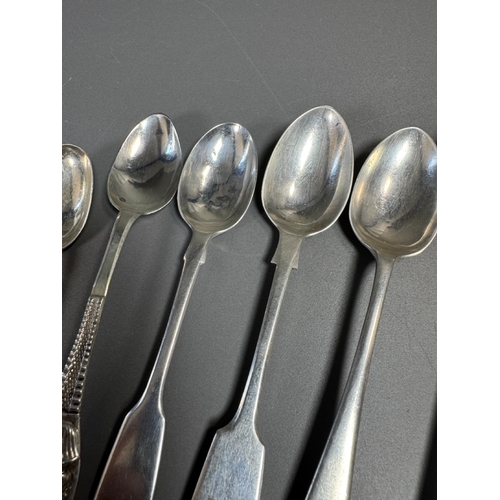 40 - Lot of Assorted English hallmarked sterling spoons and small serving spoons, tested, various pattern... 