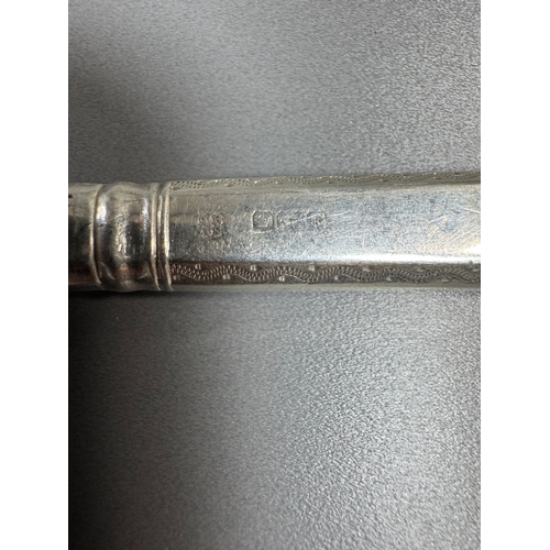 36 - Cased set of six English hallmarked sterling silver table knives, patterned handles, fitted case — 1... 