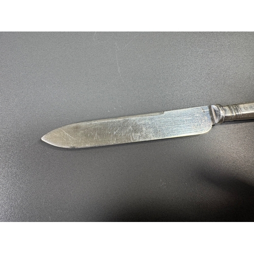 36 - Cased set of six English hallmarked sterling silver table knives, patterned handles, fitted case — 1... 