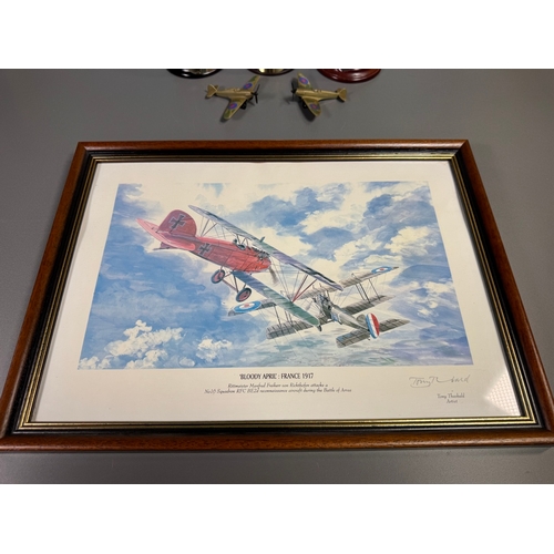 108 - Framed Spitfire print, signed 