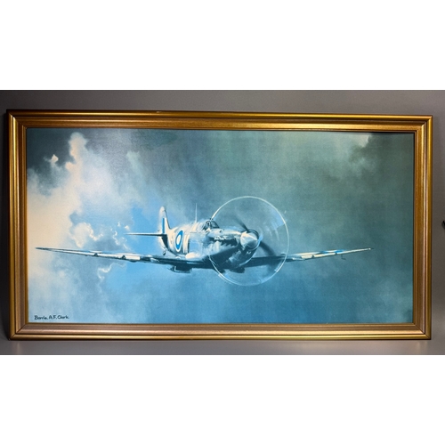 108 - Framed Spitfire print, signed 