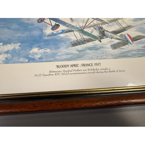 108 - Framed Spitfire print, signed 