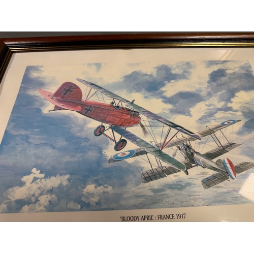 108 - Framed Spitfire print, signed 