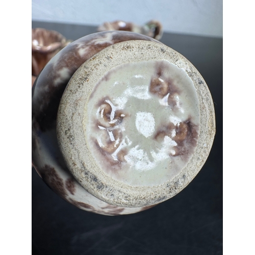 590 - Trio of Vintage German Drip‑Glaze Pottery Jugs – Brown & Cream (Shipping Available)  Attractive set ... 