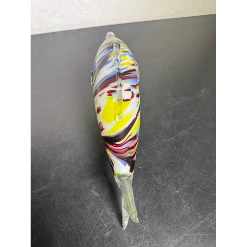 597 - 1970s Romanian Art Glass Fish Sculpture – Multicolour & 35cm Length.

Striking hand‑blown glass fish... 