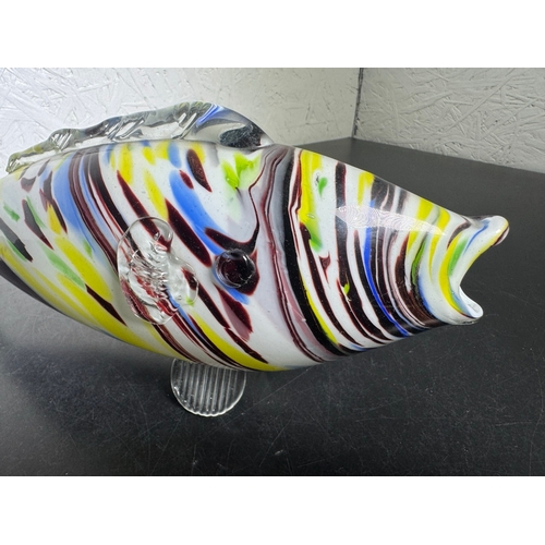 597 - 1970s Romanian Art Glass Fish Sculpture – Multicolour & 35cm Length.

Striking hand‑blown glass fish... 