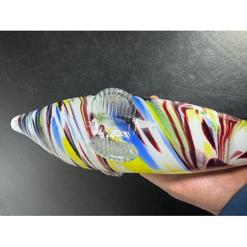 597 - 1970s Romanian Art Glass Fish Sculpture – Multicolour & 35cm Length.

Striking hand‑blown glass fish... 