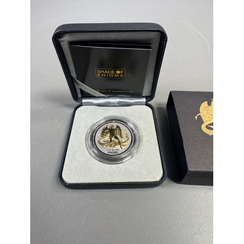 2016 Isle of Man - Shade of Enigma 1 Troy Oz Silver Coin Bullion Black Ruthenium with 24K Gold Plated Angel