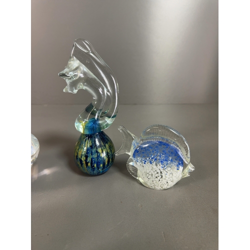 An Assortment of Eight Art Glass Paperweights and Figurines An ...