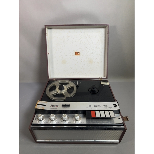 HMV Portable Reel-to-Reel Tape Recorder A vintage portable reel-to-reel ...