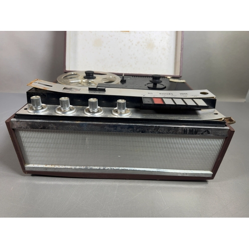 HMV Portable Reel-to-Reel Tape Recorder A vintage portable reel-to-reel ...