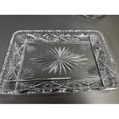 Cut glass crystal tableware set — basket, fruit bowl with servers, tray ...