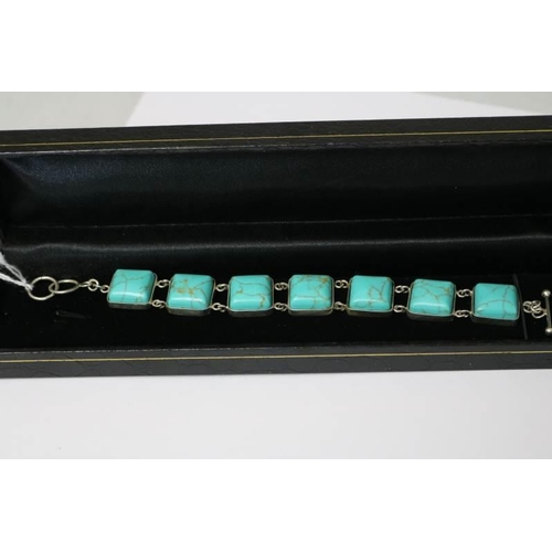 177 - A 925 and Turquoise wide bracelet