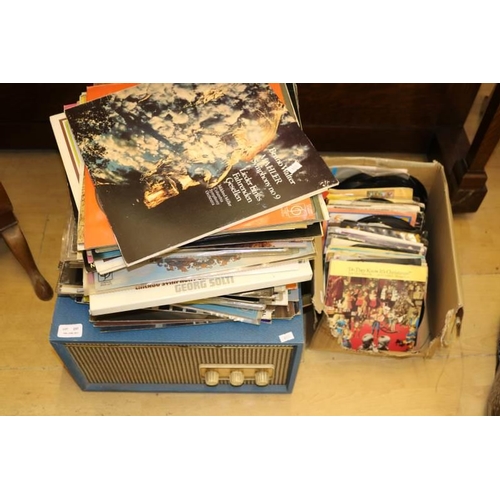 237 - A quantity of records and 45s including a vintage record player (trade)