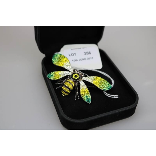 356 - A 925 Swarovski crystal set bee brooch