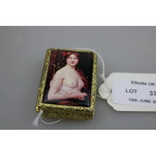 373 - An 18k Gold Plated Nude enamel pill box