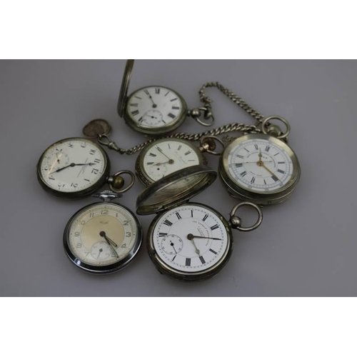 390 - Six pocket watches including silver examples