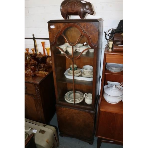 534 - A Walnut display cabinet with cupboard under