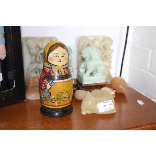 540 - A Vintage Baboshka doll together with soapstone etc