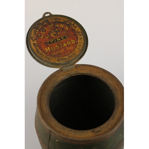 53 - Colemans mustard,vintage tin in the form of a barrel approx 9''