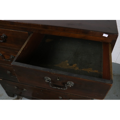 402 - An Antique chest of drawers fitted two drawers over three.  Approximately 87cm x 96cm x 48cm