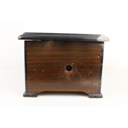 90 - An antique mahogany and ebonised Music Box with name plaque reading 