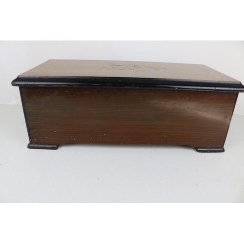 90 - An antique mahogany and ebonised Music Box with name plaque reading 