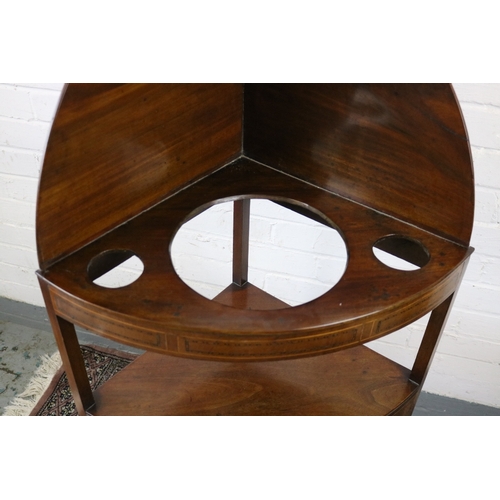 473 - A mahogany line inlaid corner washstand